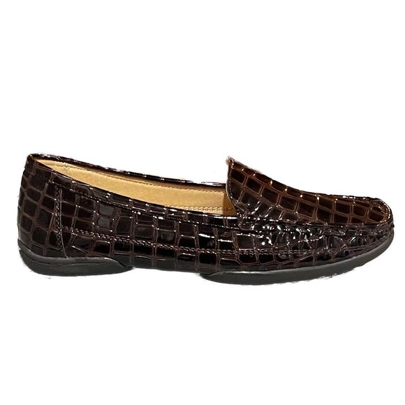 Pierre Dumas Adeline 2 Brown Croc Embossed Slip On Loafer Shoes - Picture 2 of 4